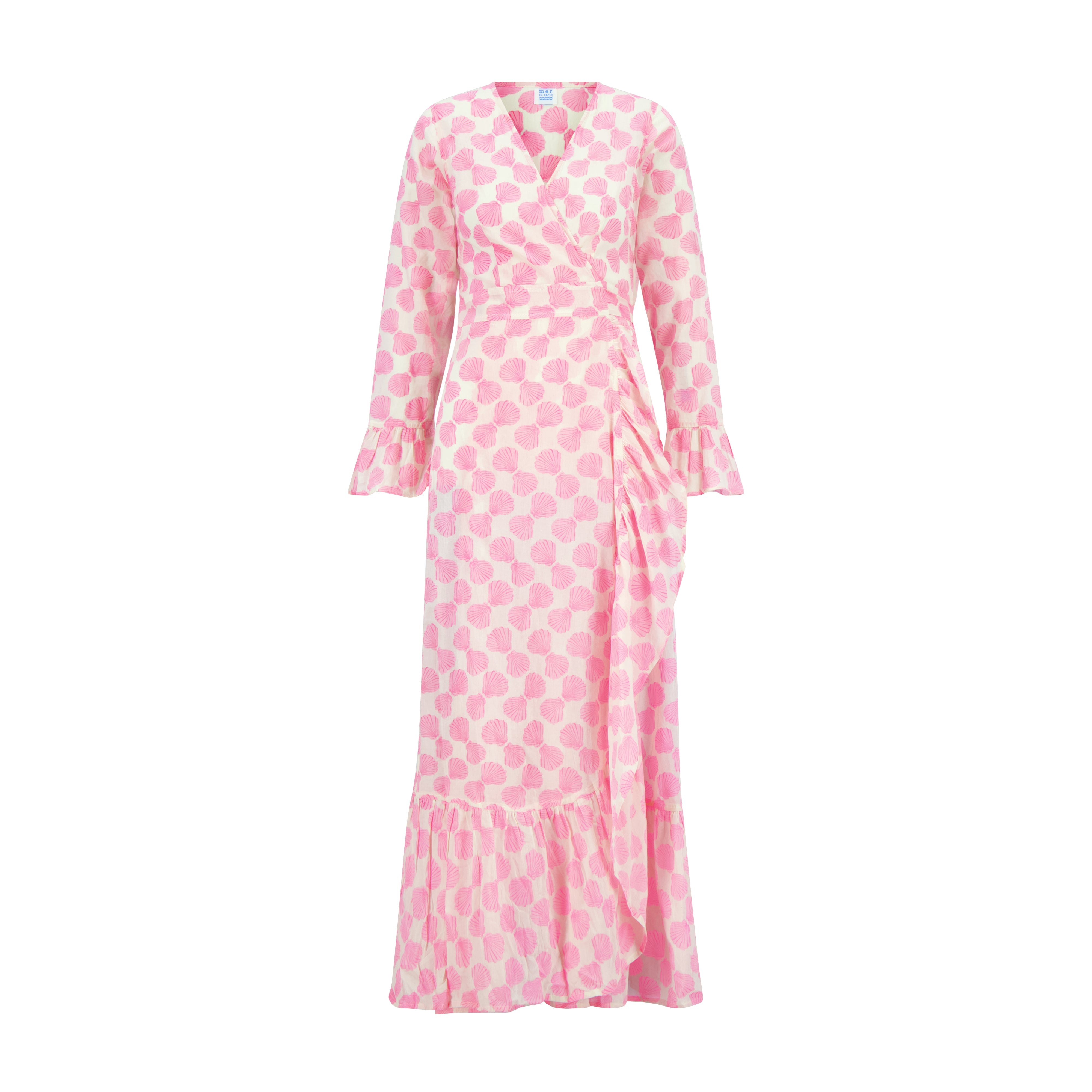 pink ruffle wrap dress Yours London Women's Plus Size Pink Short Sleeve Ruffle Wrap Maxi Dress Size 26-28